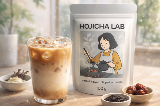 Iced Hojicha Latte (Oat Milk, Café-Style) + 3 Variations: Vanilla, Sesame, Date